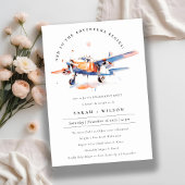 Invitation Fiançailles d'avion bleu orange bleu