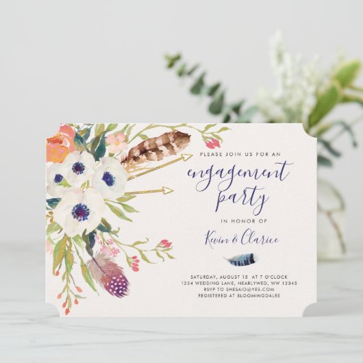Invitation Fiançailles de Boho Floral Fall (Debout devant)