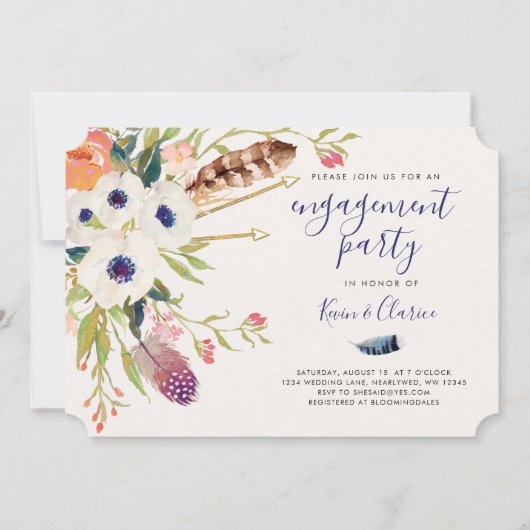 Invitation Fiançailles de Boho Floral Fall (Devant)