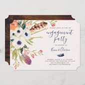 Invitation Fiançailles de Boho Floral Fall (Devant / Derrière)