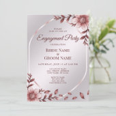 Invitation Fiançailles de cadre Floral Rose (Debout devant)