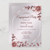 Invitation Fiançailles de cadre Floral Rose (Devant / Derrière)