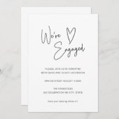 Invitation Fiançailles de coeur de script moderne  (Devant / Derrière)