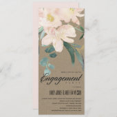 Invitation Fiançailles DE COULEUR D'EAU FLORALE DE KRAFT BLEU (Devant / Derrière)