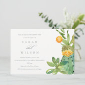 INVITATION FIANÇAILLES DE COULEUR D'EAU FLORALE SUCCULTE CACT (Debout devant)