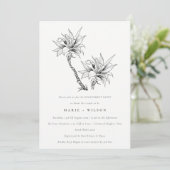 Invitation Fiançailles de croquis noir blanc pour palmes trop (Debout devant)