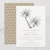 Invitation Fiançailles de croquis noir blanc pour palmes trop (Devant / Derrière)