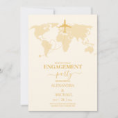 Invitation Fiançailles de destination moderne Black et Gold (Devant)