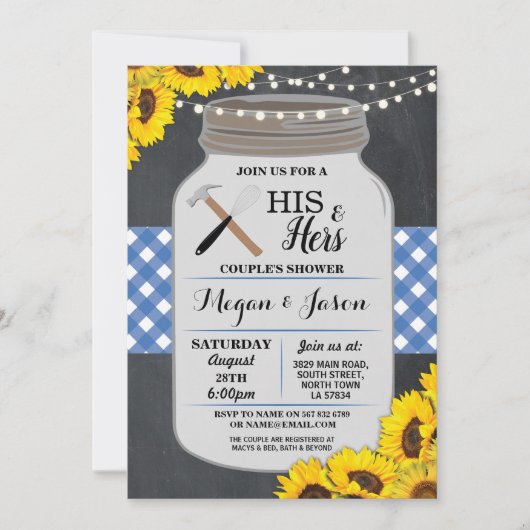 Invitation Fiançailles de douche Son & Hers Couple's Invitati (Devant)