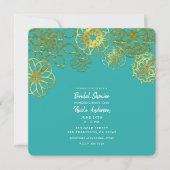 Invitation Fiançailles de Fête des mariées Gold Floral Mandal (Devant)