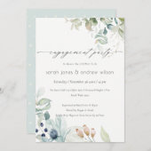 Invitation Fiançailles de feuillage bleu pastel do (Devant / Derrière)