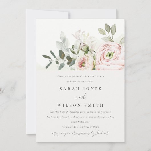 Invitation Fiançailles de feuillage Eucalyptus (Devant)