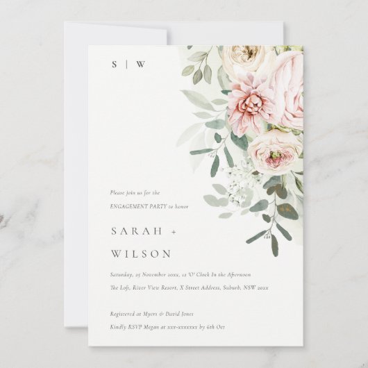 Invitation Fiançailles de feuillage Eucalyptus (Devant)