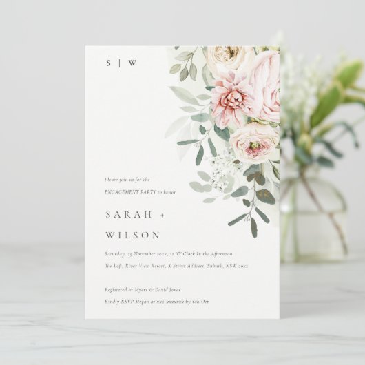 Invitation Fiançailles de feuillage Eucalyptus (Debout devant)