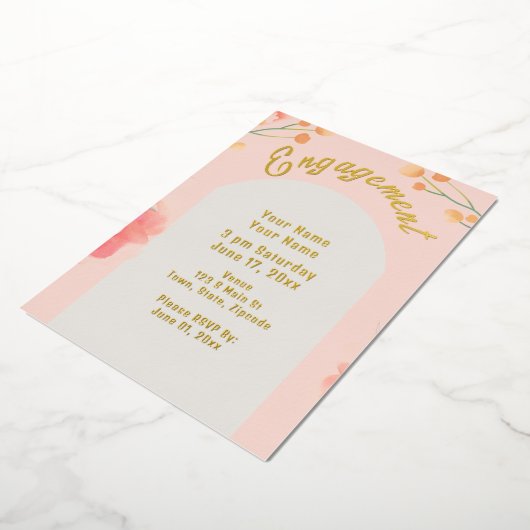 Invitation Fiançailles de fleur de pêche tropicale (Rotation)