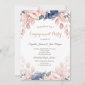 Invitation Fiançailles de fleurs bleu aquarelle (Devant)