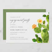 INVITATION FIANÇAILLES DE FLEURS CACTUS DE DÉSERT DE COULEUR (Devant / Derrière)