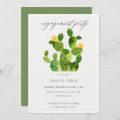 INVITATION FIANÇAILLES DE FLEURS CACTUS DE DÉSERT DE COULEUR  (Devant / Derrière)