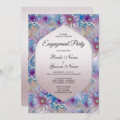 Invitation Fiançailles de fleurs colorées Pearly G (Devant / Derrière)