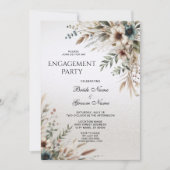 Invitation Fiançailles de fleurs d'ivoire d'aquare (Devant)