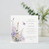 Invitation Fiançailles de jardin à papillon doux Lilac Fleur  (Debout devant)