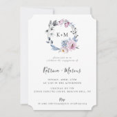 Invitation Fiançailles de la couronne botanique Dusty Blue Ma (Devant)