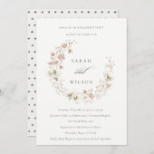 Invitation Fiançailles de la couronne de fleurs bl (Devant / Derrière)