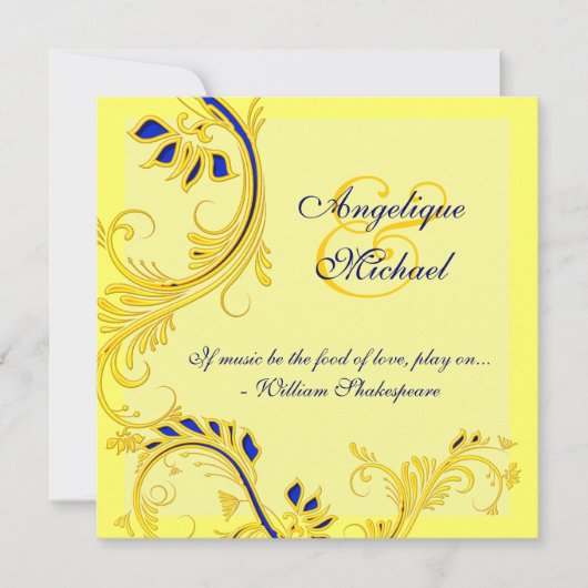 Invitation fiançailles de l'anniversaire du mariage bleu jaun (Devant)