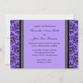 Invitation fiançailles de mariage damassé noir pourpre (Dos)