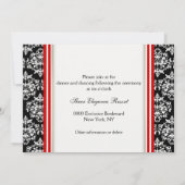 Invitation fiançailles de mariage damassé rouge noir (Dos)