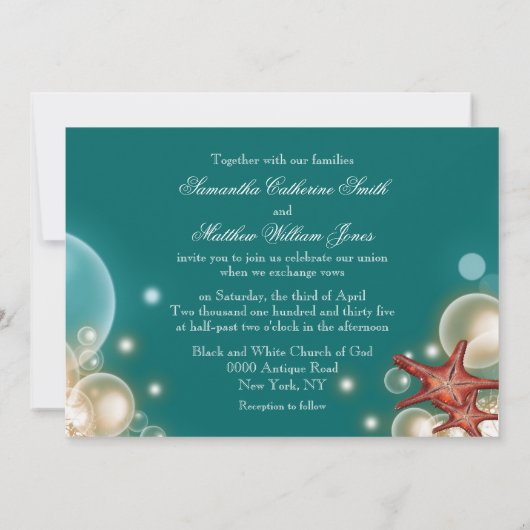Invitation Fiançailles de mariage de plage Starfish (Dos)