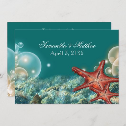 Invitation Fiançailles de mariage de plage Starfish (Devant / Derrière)