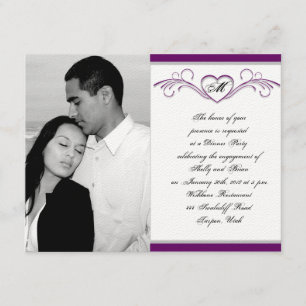 Invitation Fiançailles de monogramme de dénombrement du coeur