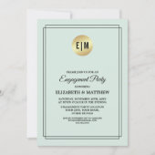 Invitation Fiançailles de Motif de point de Polka Noir Mint (Devant)