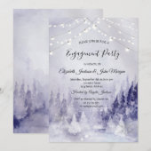 Invitation Fiançailles de neige du paysage hivernal violet (Devant / Derrière)