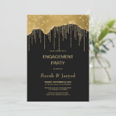 Invitation Fiançailles de Parties scintillant Gold Drip (Debout devant)