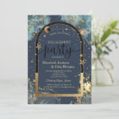 Invitation Fiançailles de Parties scintillant or céleste Sun (Debout devant)