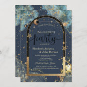 Invitation Fiançailles de Parties scintillant or céleste Sun (Devant / Derrière)