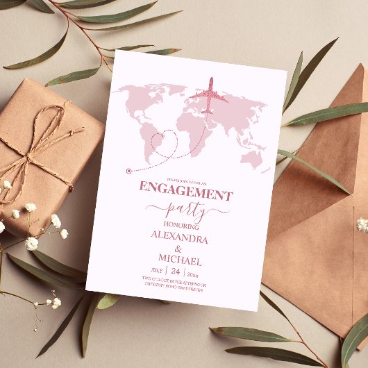Invitation Fiançailles de passeport Rose Gold Destination