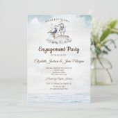 Invitation Fiançailles de plage aux goélands à l'aquarelle (Debout devant)