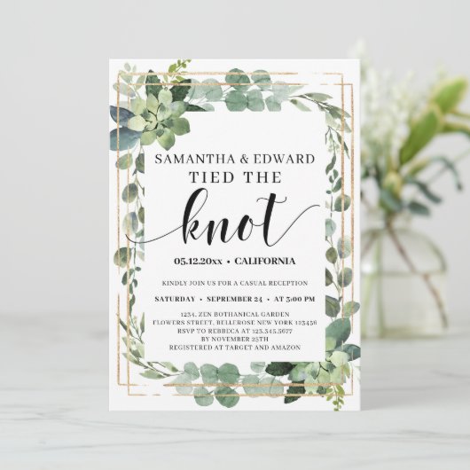 Invitation Fiançailles de plante succulente de verdure (Debout devant)