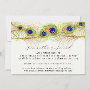 Invitation Fiançailles de plumes de Peacock de Swirl moderne 