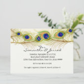 Invitation Fiançailles de plumes de Peacock de Swirl moderne  (Debout devant)