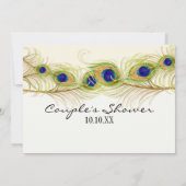 Invitation Fiançailles de plumes de Peacock de Swirl moderne  (Dos)