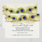 Invitation Fiançailles de plumes de Peacock de Swirl moderne  (Devant / Derrière)