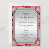 Invitation Fiançailles de Roses Rouges et Bagues de Mariage e (Dos)