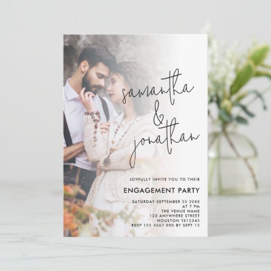 Invitation Fiançailles de script de superposition de photo mo (Debout devant)