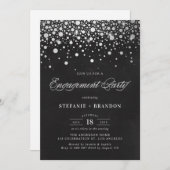 Invitation Fiançailles de tableau noir Faux Silver Foil Confe (Devant / Derrière)