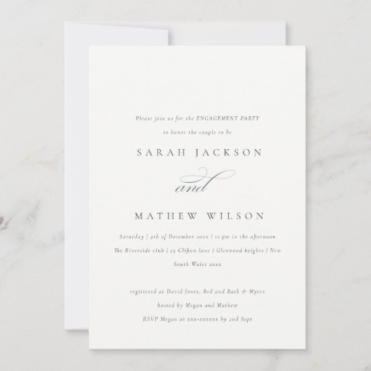 Invitation Fiançailles de typographie simple moderne Blush Pa (Devant)