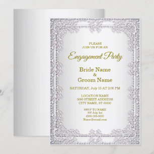 Invitation Fiançailles décorative en argent élégan